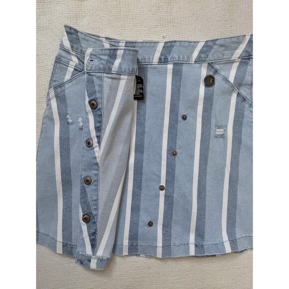 NWT KUT FROM THE KLOTH Connie Striped Asymmetrical Denim Mini Jean Skirt Size 0 - Picture 6 of 8